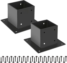 4×4 Post Base 2 Pcs,Deck Post Brackets,Inner Size 3.5&quot;X3.5&quot; Thick Steel Fence Po - £37.35 GBP
