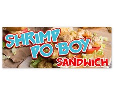 Shrimp Po Boy Sandwich Clearance Banner Advertising Vinyl Flag Sign Inv - £13.16 GBP