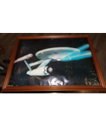 1976 36&quot;x 24&quot; star trek starship enterprise wood framed poster good used - $98.99