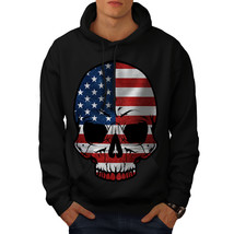 Wellcoda Skull Goth Flag Death USA Mens Hoodie, USA Casual Hooded Sweatshirt - £26.19 GBP+