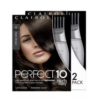 TWO PACK Clairol Nice&#39;N Easy Perfect 10 Permanent Hair Dye, 4 Dk Brown Color  - £51.31 GBP