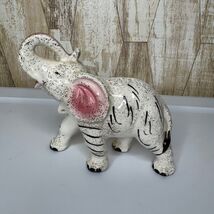Vintage Ceramic Elephant Figurine Pink Ears Speckled Design Trunk Up Luc... - $18.00