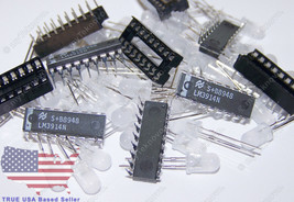 5x LM3914 Vintage NOS IC Driver + 5x Sockets + 50x White Diffused 5mm LED - USA - £12.32 GBP