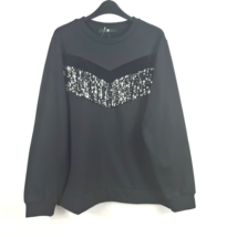 V by Very Sequin and Velvet Chevron Black Sweatshirt Size UK 12 NEW - £12.08 GBP