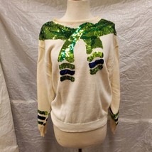 Eleanor P Brenner Women&#39;s White Sweater with Green Sequins, Size S - £30.95 GBP