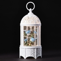 10 inch high lighted water birdcage glitter snow globe with bluebirds- battery o - £111.90 GBP