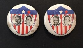Hubert Humphrey / Muskie Pin Button Lot of 2 Stars and Stripes 1.25&quot; Discolored - £5.47 GBP