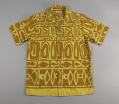 Reyn&#39;s Menswear  Yellow Tribal Print Aloha Shirt Mens Medium Vintage Rar... - $118.99