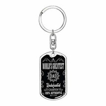 World&#39;s Greatest Dad Dog Tag Pendant Keychain Stainless Steel or 18k Gold - £43.02 GBP