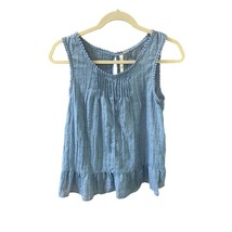 LC Lauren Conrad Womens Size Medium Sleeveless Blue Tank Top Shirt Decorative Tr - £8.80 GBP