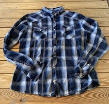 BKE Men’s Button up Long Sleeve Athletic Fit  shirt Size L Blue black Ee - $18.71