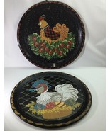 Toile Tray Chicken Motif Hand Painted 15&quot; Vtg 1986 Granite Ware Folk Art... - $281.93 MXN