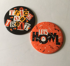 Vintage extra large stand up Halloween display button pin backs Let&#39;s Howl - £15.55 GBP