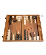 Open Box! 19&quot; Manopoulos Wood Backgammon Set - Walnut with Side Racks - £66.86 GBP