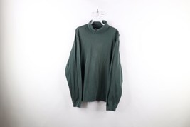 Vtg 90s Streetwear Mens XL Faded Blank Heavyweight Turtleneck T-Shirt USA Green - $34.60