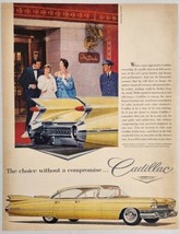 1959 Print Ad Cadillac Yellow 4-Door Sedan de Ville Well Dressed Ladies & Man - £15.51 GBP