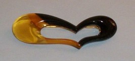 Vtg Lucite Heart Pin Costume Jewelry Brooch Champagne Chocolate Butterscotch Wow - £23.59 GBP