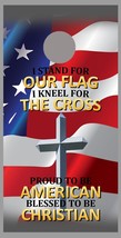 Cross American Flag Kneel Corn Hole Board Decal Wrap - $19.99+