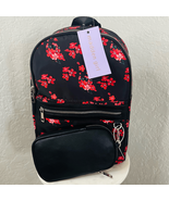 Madden Girl Mini Backpack &amp; Pouch Bag, Lightweight, Black Red Floral, NWT - $67.01 CAD