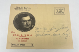 Redondo Beach CA  Republican Candidate Opal Wells Congress Political Mailer 1954 - £15.54 GBP