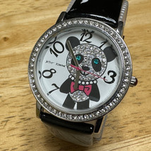 Betsey Quartz Watch Unisex 30m Silver Rhinestone Panda Face Leather New ... - £18.87 GBP