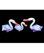 Vintage Art Glass Animal Figures Mini Hand Blown 3 Blue Slag Glass Birds... - $743.78 MXN