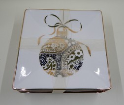 222 Fifth Sugar Plum Gold Silver Ornament Appetizer Snack 5 Inch Plates ... - $24.99