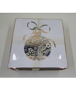 222 Fifth Sugar Plum Gold Silver Ornament Appetizer Snack 5 Inch Plates ... - £19.65 GBP