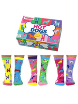 United Oddsocks Hot Dog Six Dog Odd Socks For Ladies Uk 4 - 8 Gift Idea - £14.89 GBP