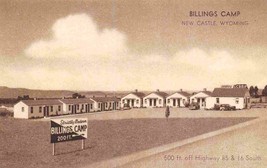 Billings Camp Motel Highway 85 16 Newcastle Wyoming sepia postcard - £5.51 GBP