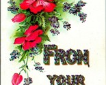 Large Letter Floral Greetings From Your Friend Embossed UNP DB Postcard E4 - £6.95 GBP
