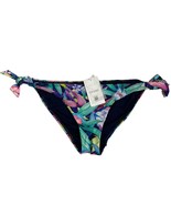 Oysho Womens M Bikini Bottom Floral Tie Sides Blue Tropical - £11.86 GBP