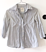 Old Navy light gray striped button down top shirt blouse womens XS colla... - £3.92 GBP