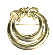 Vintage M JENT Gold Brooch Pin Stylized Swirl UnSigned 1980&#39;s 1.5&quot; - £10.32 GBP