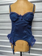 VTG Victoria&#39;s Secret Corset VS Sexy Little Things 34B Blue Dots Lingerie Teddy - £78.95 GBP