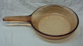 Corning France Vision Visions Amber 7&quot; Glass Skillet Fry Pan Waffle Bottom - £14.47 GBP