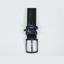 Men Genuine Leather Belt PIERO ROSSI Turkey Crocodile print Stitched 3071 Navy image 2