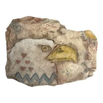 Etched Stone Folk Art Signed Eagle Wall Hanging Carved Southwestern Vtg 8”X7.5” - £44.00 GBP