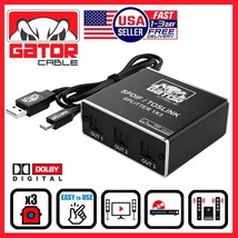 Toslink Optical Fiber Digital Audio Splitter Adapter SPDIF 3-Port 1x3 1-... - $13.99