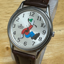 VTG Lorus Disney Quartz Watch V516 Unisex Silver Goofy Run Backwards New... - $56.99