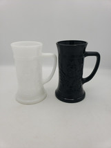 Vintage 60s 70s  Black Tiara White Milk Glass Steins by Indiana Glass MCM  - £16.62 GBP