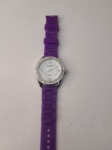 Gossip Silver Tone Purple Band Watch Rhinestones New Battery - $258.92 MXN