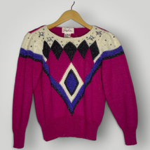 Vintage Jaclyn Smith Angora Wool Blend Top Fuschia Sweater Pullover Small - £34.23 GBP