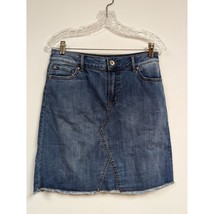 Cato Denim Skirt Size 4 Blue Jean Modest Womens No Slit Fray Hem - £13.54 GBP