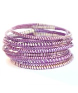 10 Purple with White Recycled Flip-Flop Bracelets Hand Made in Mali, Wes... - $7.80