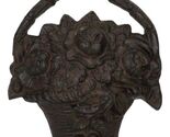 Rustic Cast Iron Flowers In Basket Vase Decorative Door Stopper Or Wall ... - $31.99