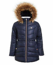 Tommy Hilfiger Big Girls Puffer Jacket with Faux Fur Hood, Size L/12/14 - £82.56 GBP