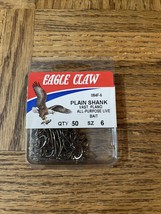 Eagle Claw Plain Shank Hook Size 6-BRAND NEW-SHIPS Same Business Day - £38.08 GBP