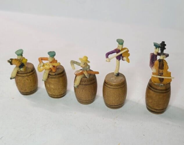 Miniature Ragtime Band Sitting on Wood Barrels Made in Japan 1950s - £19.39 GBP