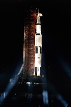 APOLLO 14 SATURN V AT NIGHT ROCKET TO THE MOON - 4X6 NASA PHOTOGRAPH REP... - £6.26 GBP
